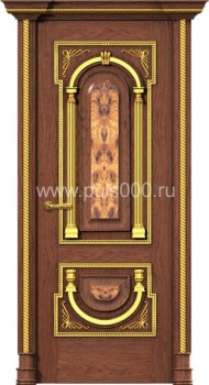 Входная дверь с витражом массив дерева PLS-1