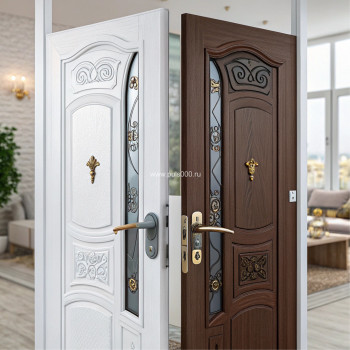 Дверь входная стальная для коттеджа белая