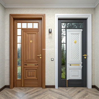 Стальная дверь для коттеджа коричневая